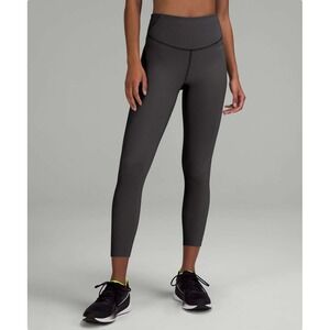Lululemon Base Pace High-Rise Tight ,Two-Tone Ribbed Leggings Black Gull Grey, 4